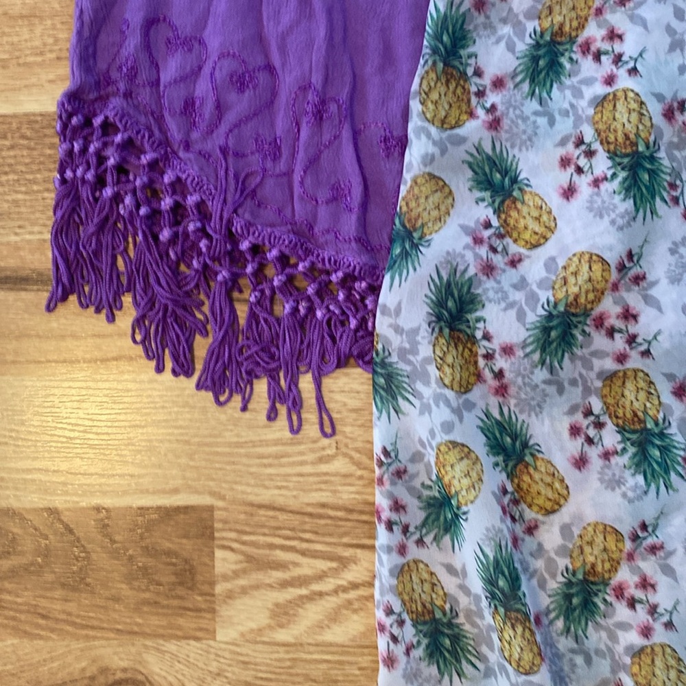 Miken lightweight bathing suit dress coverups, purple, and pineapple designs - Picture 4 of 9